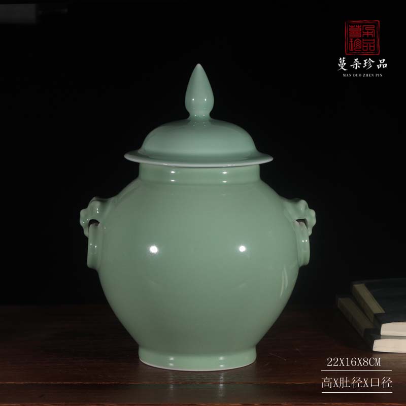 Boutique caddy fixings rich ancient frame decorous adornment celadon green cover eight as cans of Chinese classical furniture furnishing articles