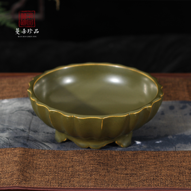 Jingdezhen single glaze at the end of the writing brush washer tea ashtray four writing brush washer porcelain censer tea at the end of the present