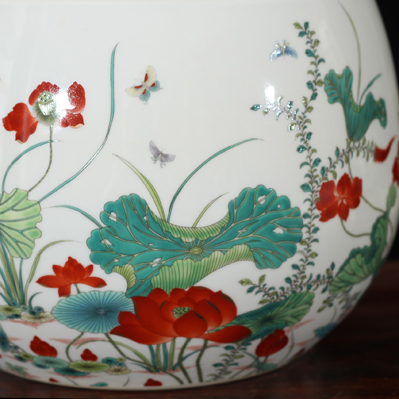 Jingdezhen porcelain color lotus writing brush washer from Jingdezhen porcelain porcelain lotus receive ceramic cylinder cylinder