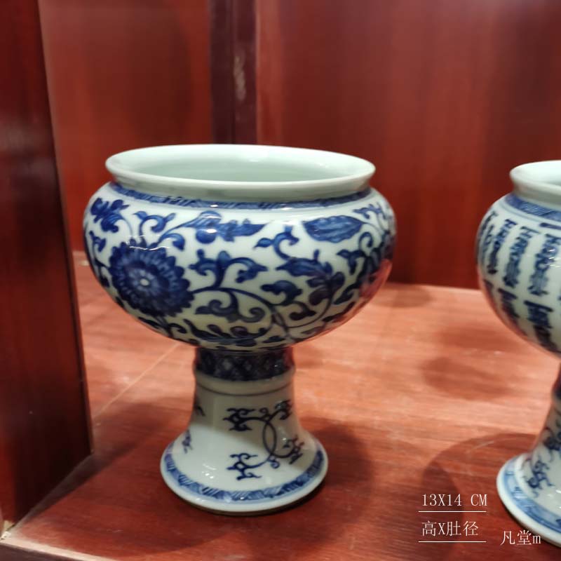 Jingdezhen 22 high five for blue and white temple LangHongJi red ceramic for glass flower vase with candlestick censer for cup five times