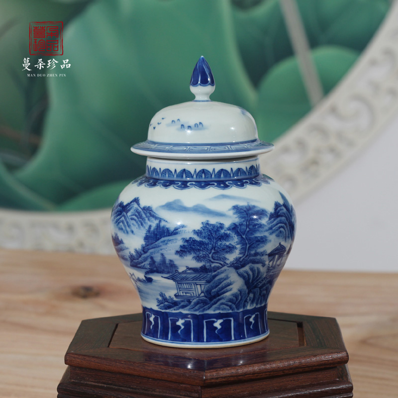 Jingdezhen water - wave China general auspicious hand - made porcelain tea pot cover China general tank cover tank