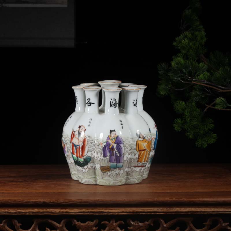 Jingdezhen landscape nine bottles of Jingdezhen hand - made the ensemble character decorative vases, antique vase