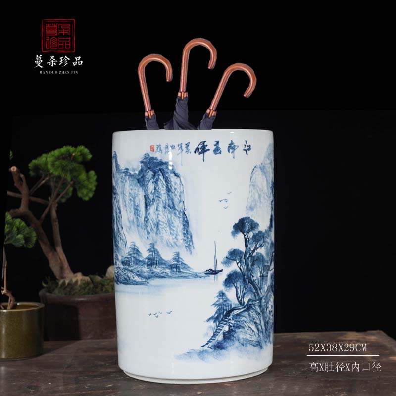 Rough jingdezhen ceramic quiver art landscape painting and calligraphy quiver of high - grade fine calligraphy and painting porcelain quiver