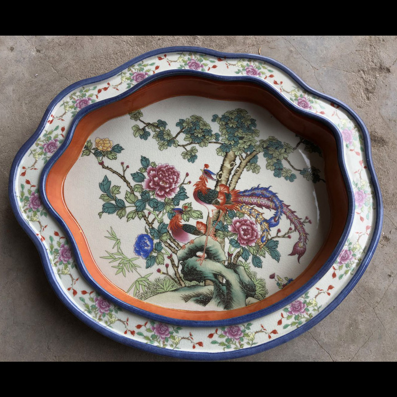 Jingdezhen porcelain enamel color dragon art decoration dragon China plate special - shaped longpan modelling of porcelain