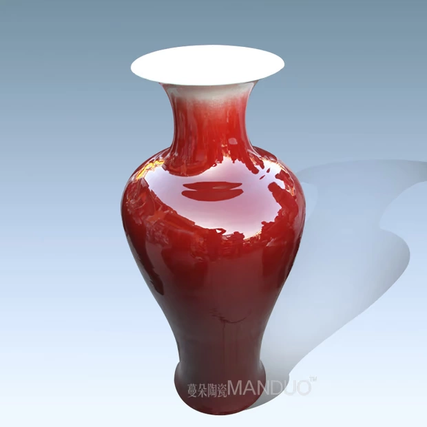 Jingdezhen high - grade floor vase ruby red red vase opening taking place new up red vase