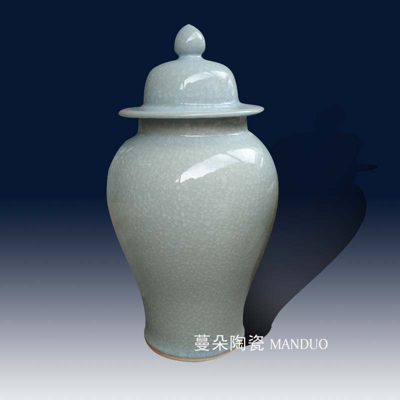 Jingdezhen elegant ice to crack the general pot of 50 cm high general elegant furnishings ice crack cover tank