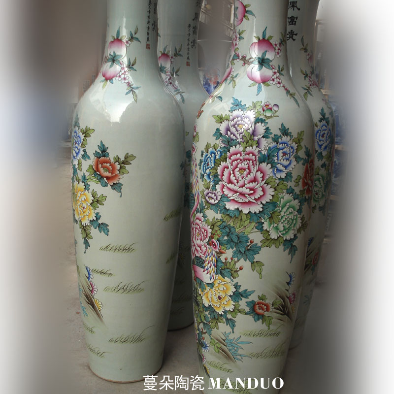 Jingdezhen Jingdezhen landing big vase pure hand - made of 1.2-1.4-1.8 meters high porcelain landing big vase