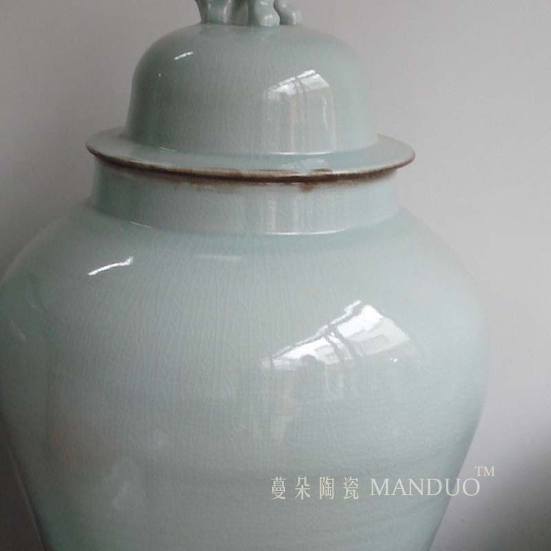 Antique porcelain jingdezhen crack commander - in - devoted to general colorless white crack large porcelain cover pot 90 high