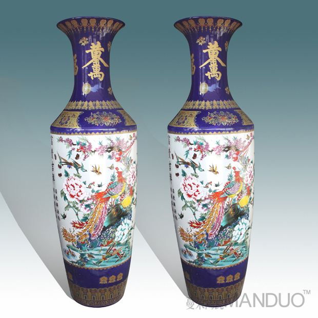 Jingdezhen Jingdezhen painting of flowers and big vase landing landing vase company to open the vase