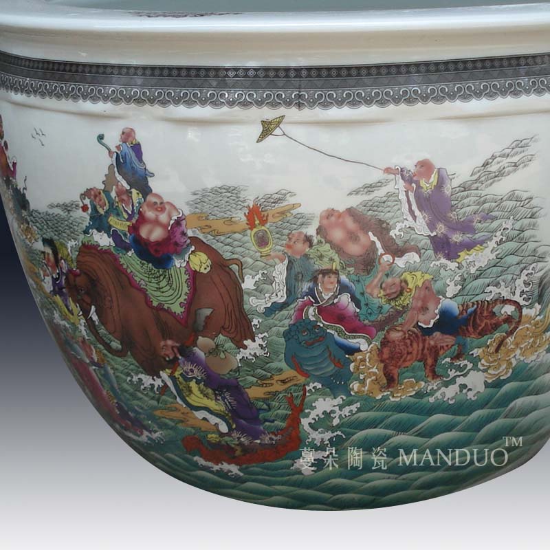 Jingdezhen 18 arhats big cylinder 18 arhats character high - grade porcelain porcelain art large cylinder