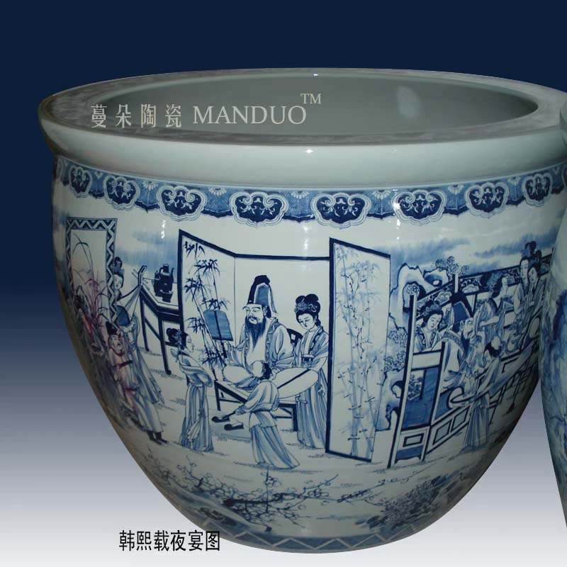 Jingdezhen hand - made eighty - seven as han xizai evening banquet qingming scroll king porcelain crock