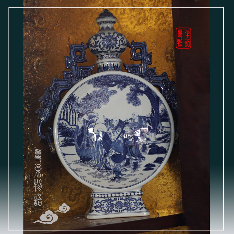 Jingdezhen hand - made character BaoYue bottle to upscale boutique imitation qianlong blue and white porcelain BaoYue vase
