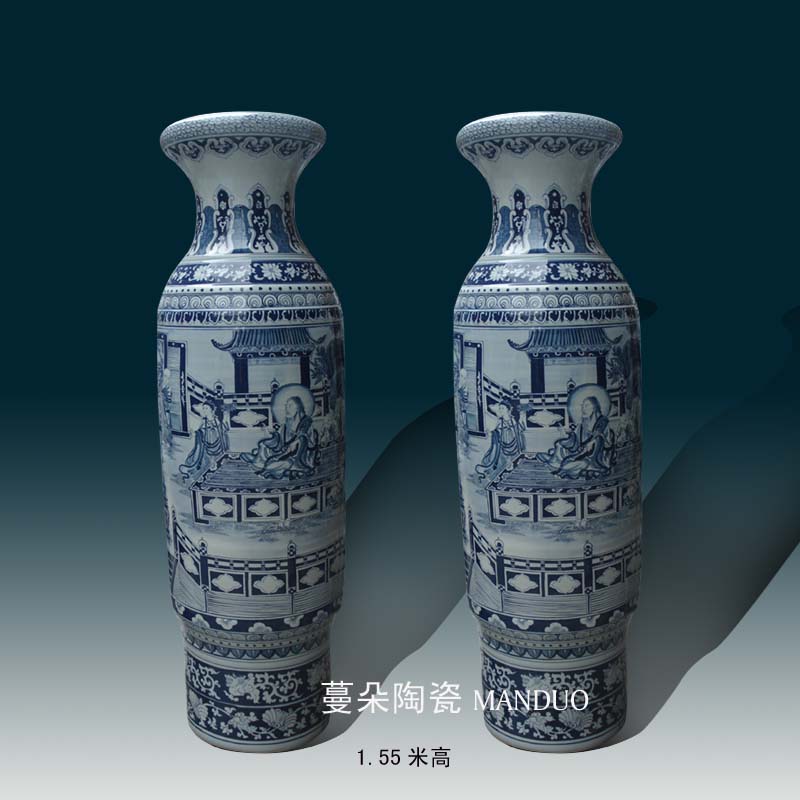 Jingdezhen hand - made fairy arhat figures 1.5 1.8 m landing big vase temple medallion display vase