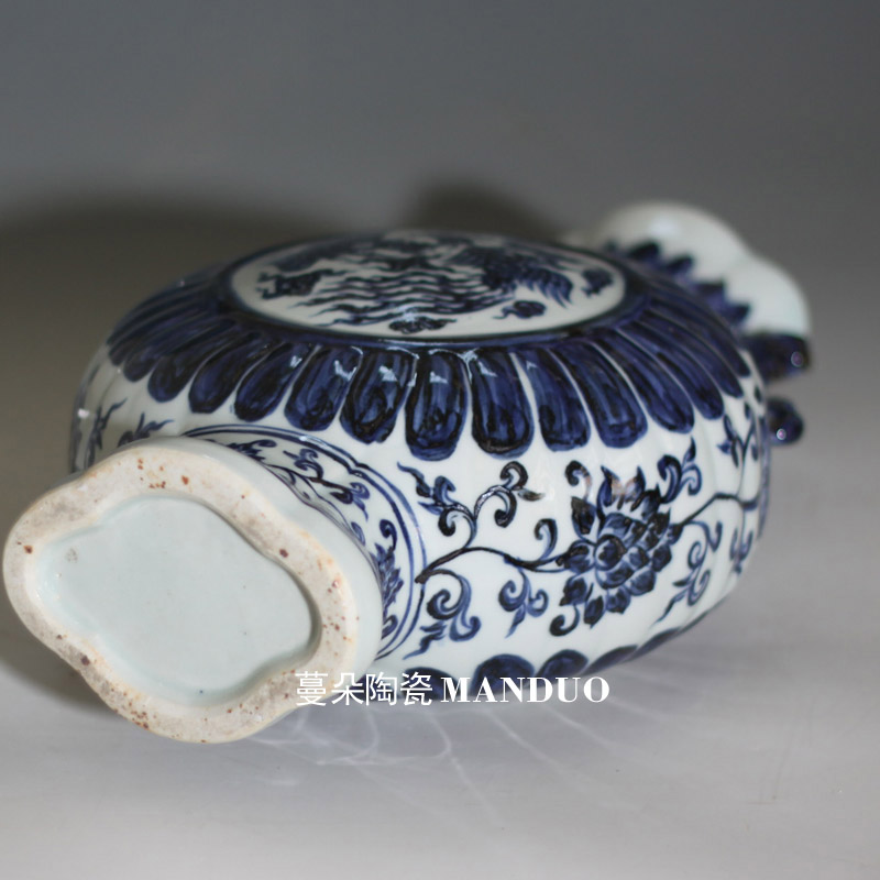 Jingdezhen blue and white dragon jintong flat bottles of imitation in porcelain vase bucket flat color porcelain longfeng classical flat bottles
