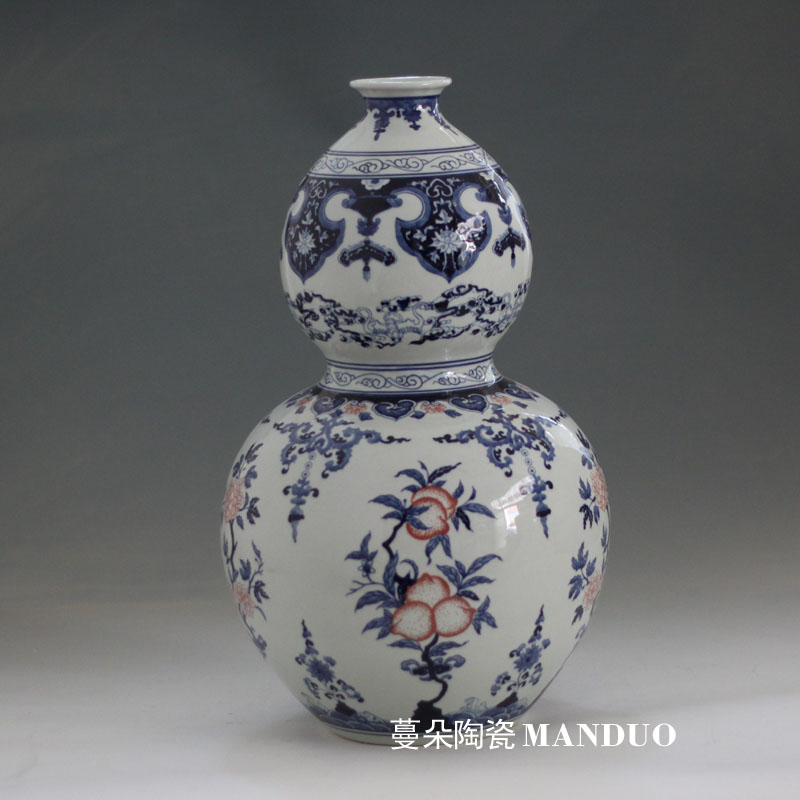 Jingdezhen blue and white xiantao 45 cm high pure hand - made gourd vases xiantao gourd blue and white porcelain vase