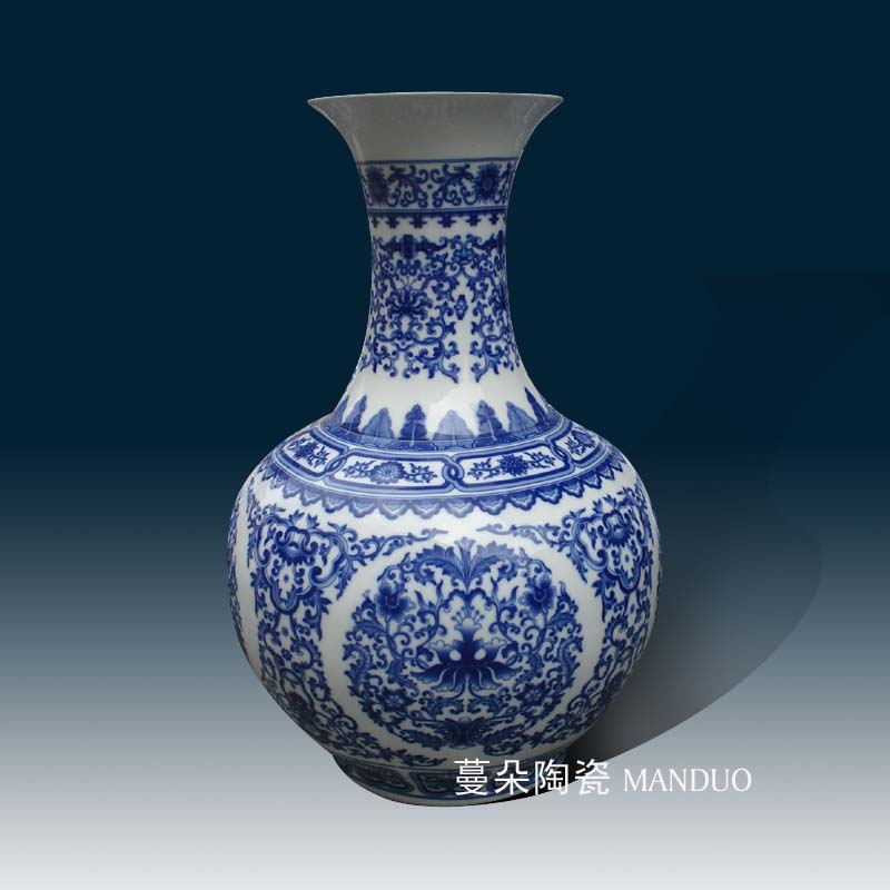 Jingdezhen porcelain classic blue and white classical celestial vase of the reward bottle of 50 cm Gao Qinghua decorative vase