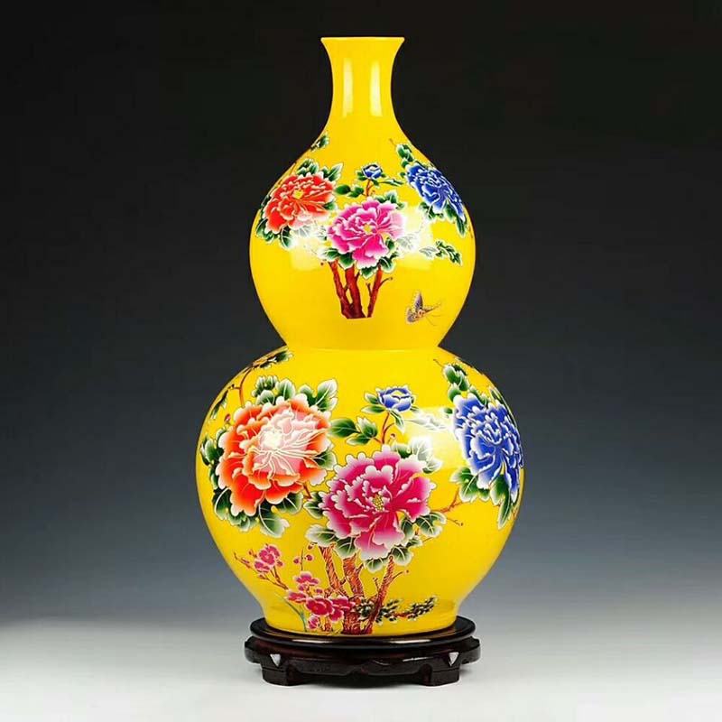 Jingdezhen 63 cm high ceramic porcelain bottle gourd bottle gourd vase peony xiantao gourd porcelain vase