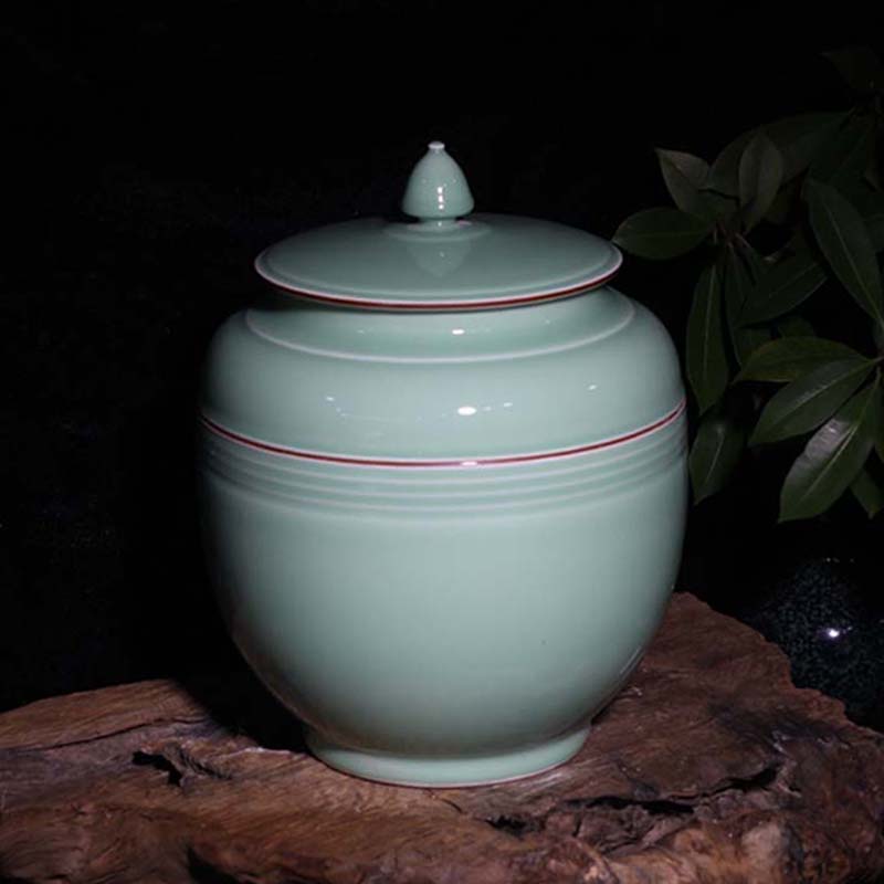 Jingdezhen 30 jins monochromatic celadon porcelain cover of snacks cover tank storage tank mesa furnishing articles rich ancient frame porcelain
