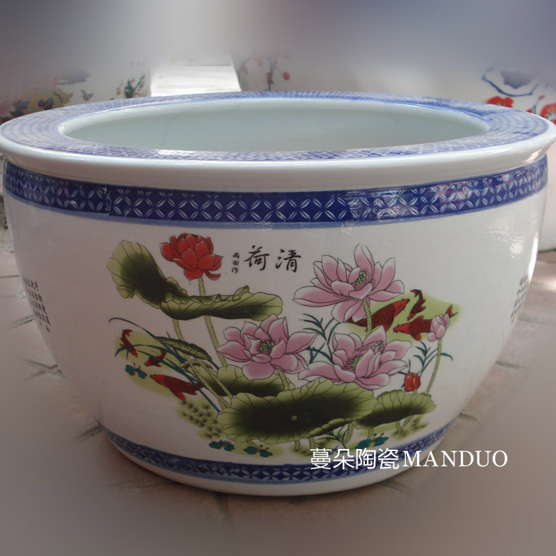 Jingdezhen color peacock pattern porcelain cylinder diameter of 40-50 cm flower big cylinder cylinder study the living room