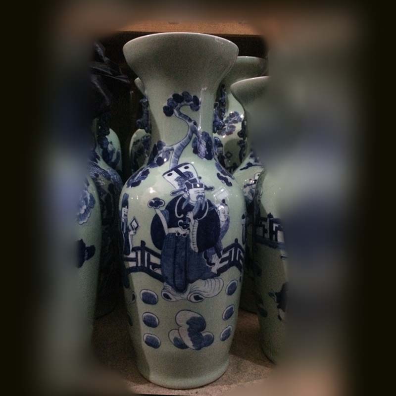 Jingdezhen double lion imitation word antique vase of dowry hand - made ceramic vase 60 Gao Qinghua ground vase