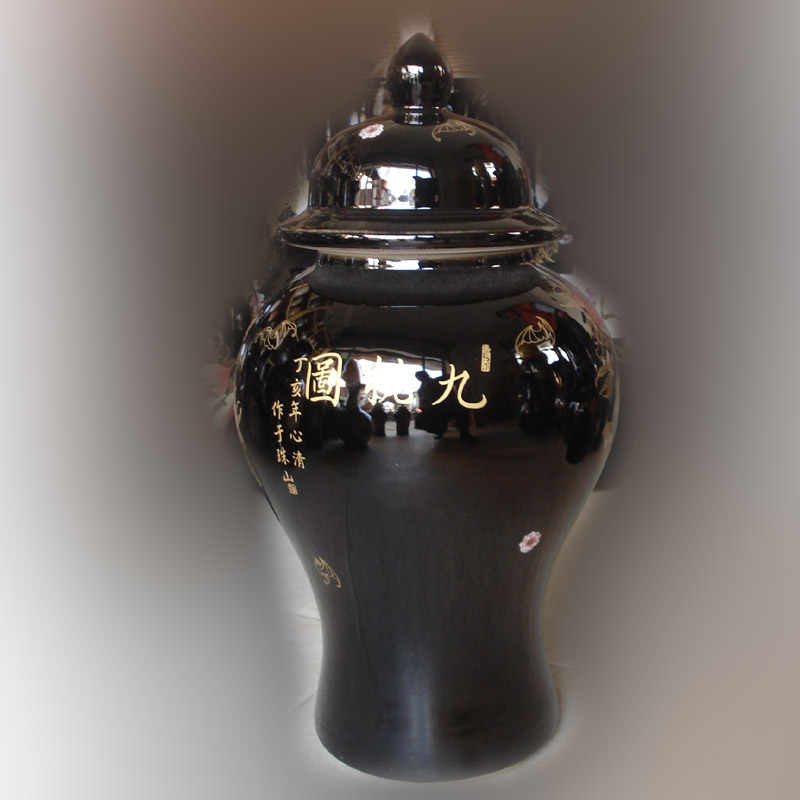 Jingdezhen black paint dragon general blue ji blue porcelain, general porcelain jar jar decorous adornment general tank