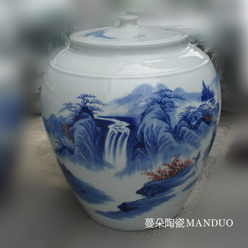 The Clear and elegant elegant landscape art ceramic cover meters 40 kg oil tank hold ceramic porcelain large POTS