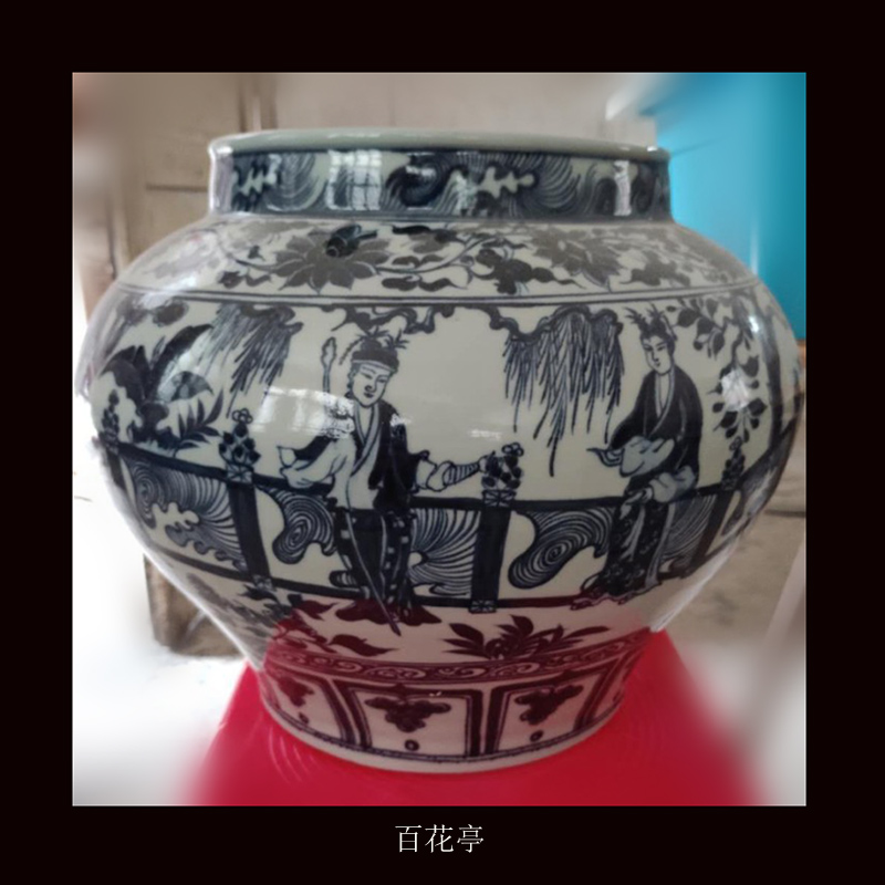 Jingdezhen imitation of yuan blue and white top ten as cans of classic picture of three Samson chow baihua pavilion point as wang zhaojun