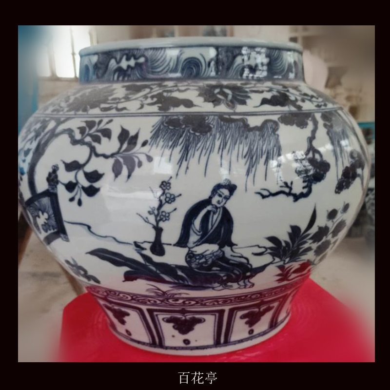 Jingdezhen imitation of yuan blue and white top ten as cans of classic picture of three Samson chow baihua pavilion point as wang zhaojun