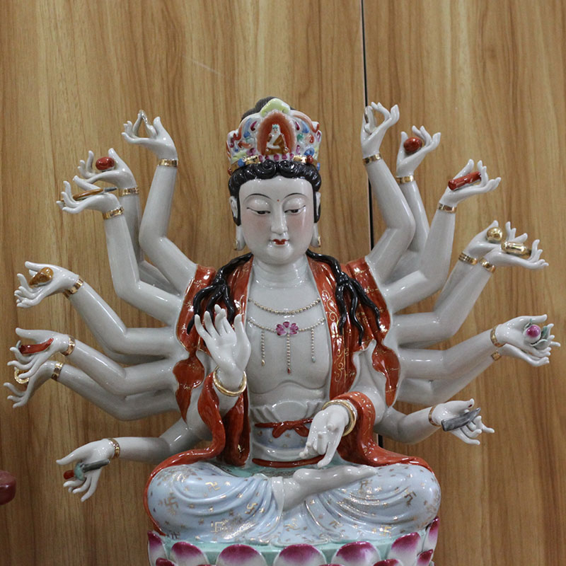 Jingdezhen hand - made famille rose porcelain of guanyin stereoscopic porcelain like temple of guanyin temple furnishing articles like 60