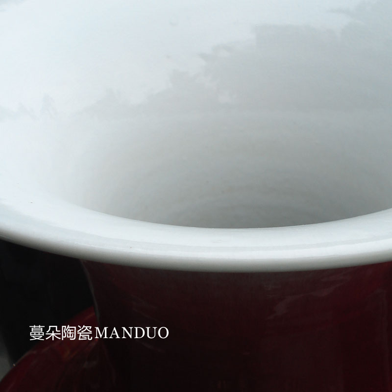 Jingdezhen high - grade floor vase red hot red vase three Yang kaitai, variable glaze vase the unapologetically