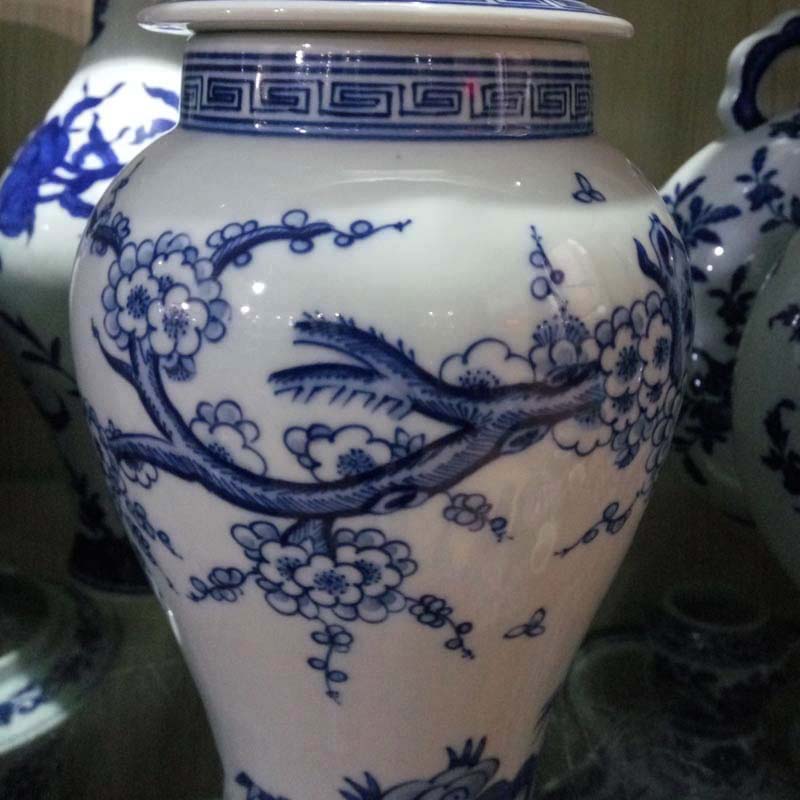 Jingdezhen 25 cm high pure manual painting tong qu the general pot of Chinese porcelain general hand - made rich ancient frame furnishing articles
