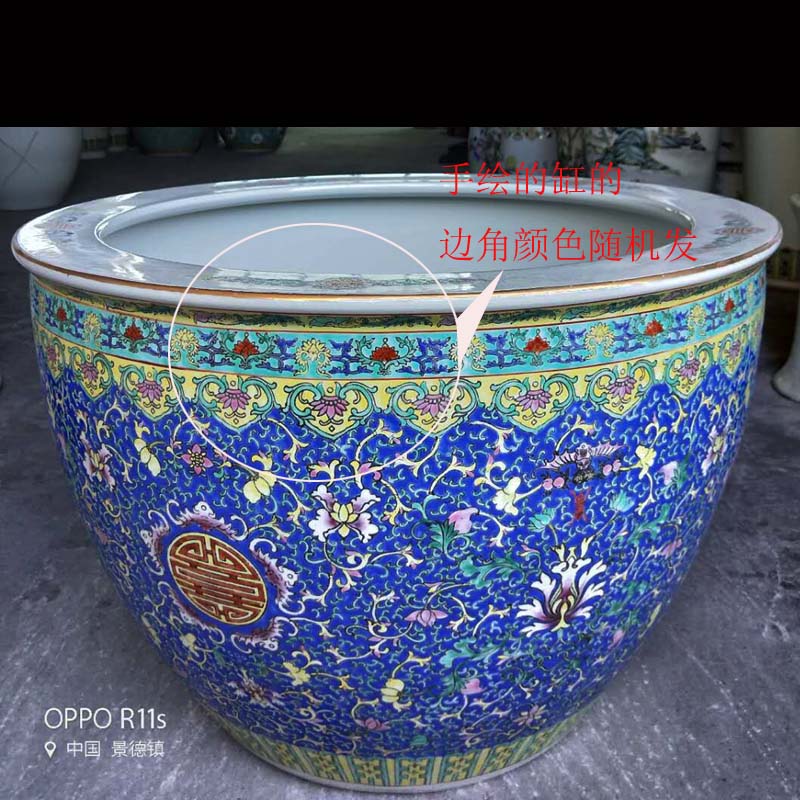 Jingdezhen hand - made life of word VAT blue porcelain enamel kuan VAT artistic classical vats