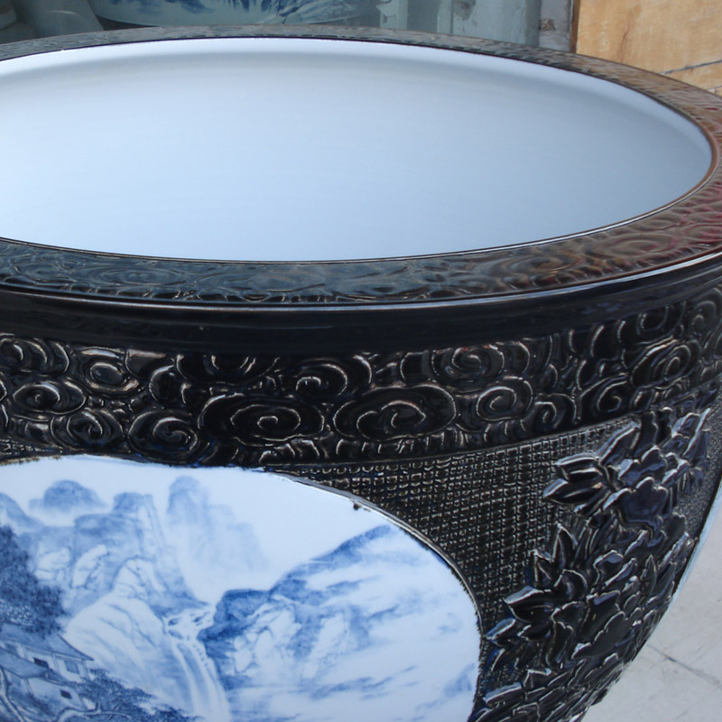 Jingdezhen porcelain dress picture black porcelain black porcelain high temperature with porcelain foot cylinder cylinder