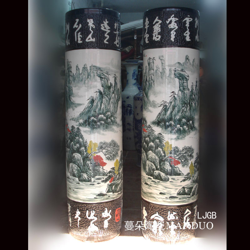 Engraved words hand - made scenery quiver straight landing big big vase vase hall jingdezhen enterprise culture
