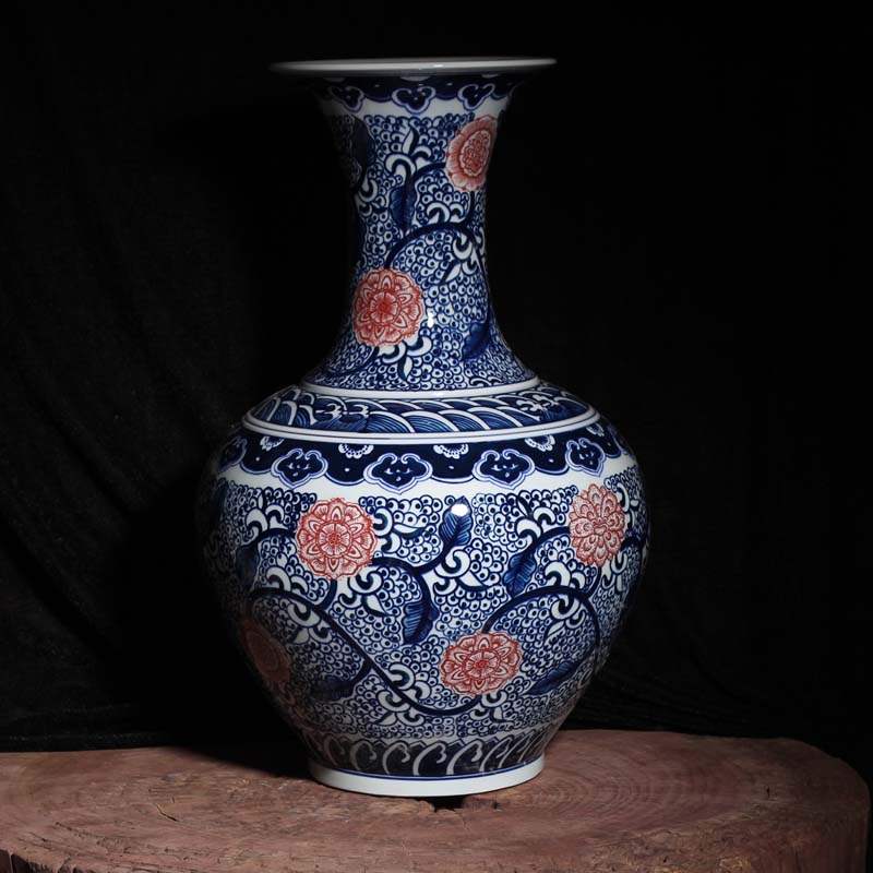 High - grade hand - made jingdezhen blue and white mesa decorative vase to admire the blue and white youligong bottles of Chinese classical furniture