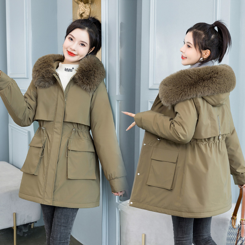 Small Short Style Plus Fat and Enlarged 110kg Parka Live Face Detachable Cotton Outwear Parka Cotton Outwear