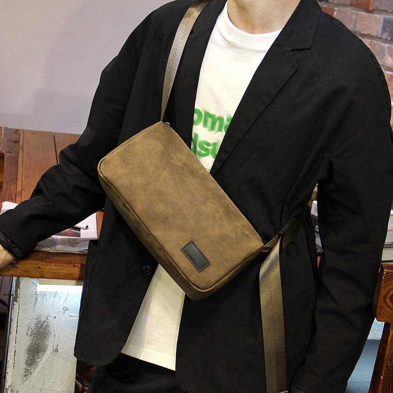 Frosted Peel Retro Sloping Cross Pack Summer Commute Small Square Bag Men Brief Single Shoulder Bag Outdoor Riding Pitched