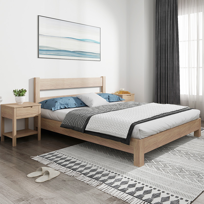 Modern minimalist oak bed 1 8 meters 1 2 master bedroom furniture Nordic solid wood double bed 1 5