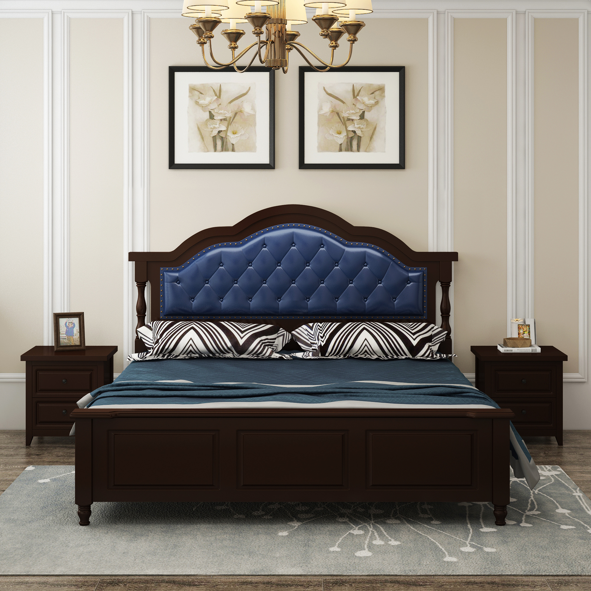 mei shi chuang white wood master bedroom light luxury bed 1 8 meters modern minimalist 1 5 nordic soft high box storage