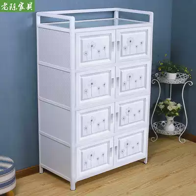 Kitchen shelf storage? Car floor bowl cabinet Aluminum alloy tempered glass storage cabinet Household simple overall cabinet
