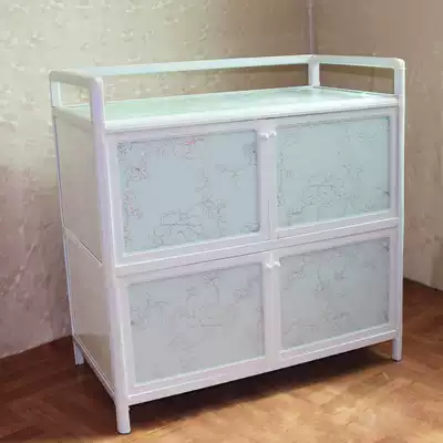 Simple aluminum alloy assembly integral cabinet cupboard storage cabinet storage cabinet kitchen cabinet tempered glass tea cabinet Cabinet