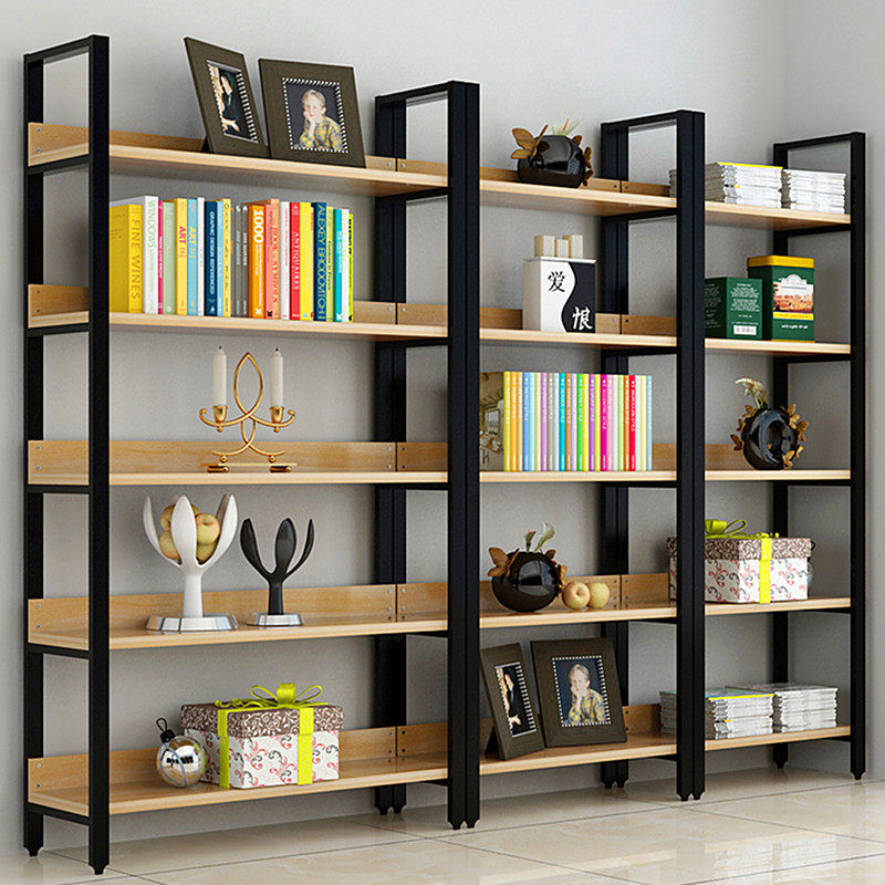 Steel Wood Bookshelf Simple Iron Art Shelf Wall Multilayer Shelving Room Shelf Living Room Shelf Bookcase Bookcase Set To Do