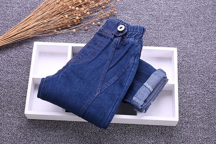 2018 mùa xuân mới vừa và nhỏ cô gái giản dị jeans trẻ em Hàn Quốc phiên bản của cô gái hoang dã trung eo quần dài hàng thủy triều