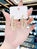 East gate Net red ear ring 2021 New Tide personality exaggerated earrings face thin temperament fashion silver pin earrings women