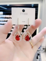 S925 silver needle ultra-flash inlaid with drop-shaped earrings female Korean personality 100 hitch pendant Japan-ROK exaggerated ear nail earrings