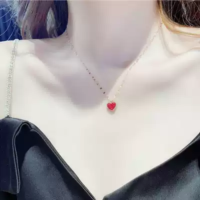 New net red red and black two-color love pendant jewelry peach heart clavicle chain temperament wild jewelry small red heart necklace