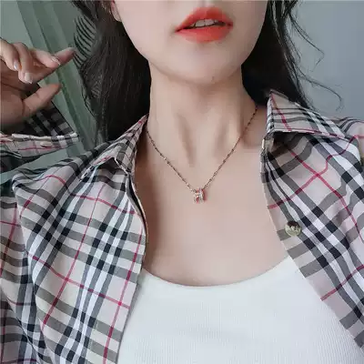 Japanese and Korean fashion tide micro diamond letter light luxury Joker with necklace Titanium rose gold does not fade personality choker