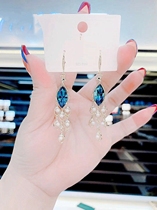 Fashion atmosphere show thin face earrings 2021 New Phoenix tassel pearl earrings female temperament earrings red tide