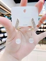 Micro-studded Pearl sterling silver needle showing thin face advanced earrings female simple earrings 2021 new trend earring