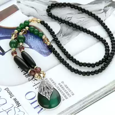 Temperament sweater chain ornaments female crystal pendant 2021 new wild tide geometric necklace long version clothing accessories